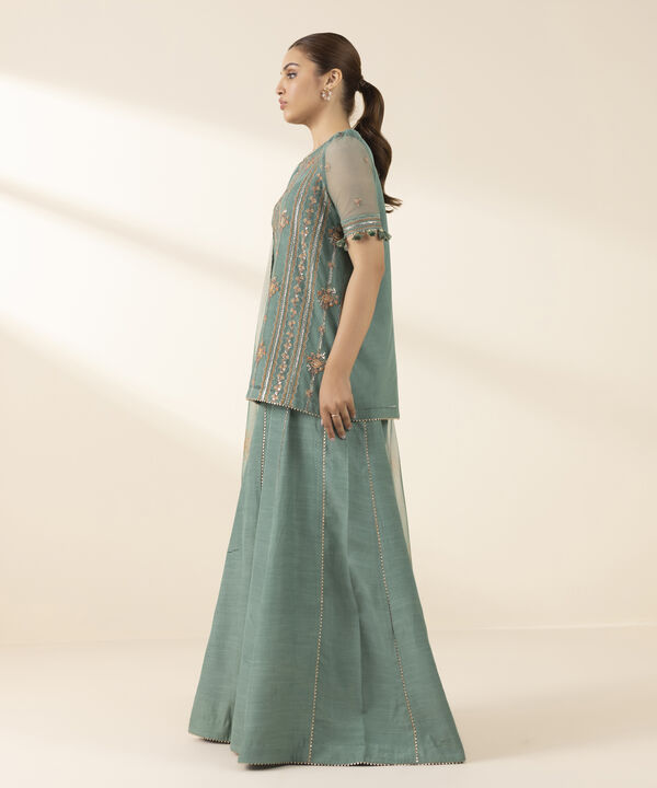 3 Piece - Embroidered Net Suit (Unstitched)