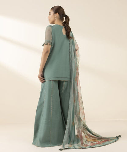 3 Piece - Embroidered Net Suit (Unstitched)