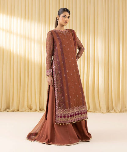 3 Piece - Embroidered Chiffon Suit (Unstitched)