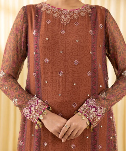 3 Piece - Embroidered Chiffon Suit (Unstitched)