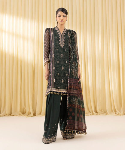 3 Piece - Embroidered Chiffon Suit (Unstitched)