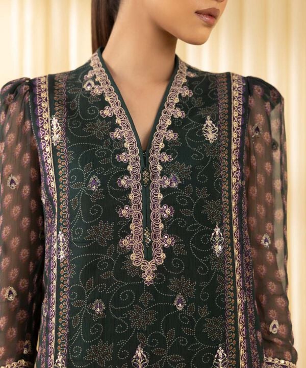 3 Piece - Embroidered Chiffon Suit (Unstitched)