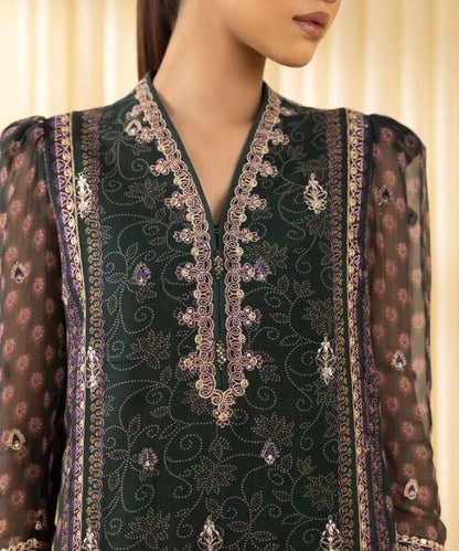 3 Piece - Embroidered Chiffon Suit (Unstitched)