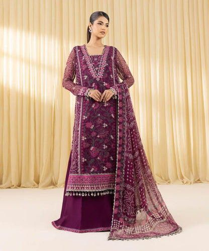 3 Piece - Embroidered Chiffon Suit (Unstitched)
