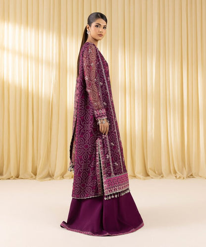 3 Piece - Embroidered Chiffon Suit (Unstitched)
