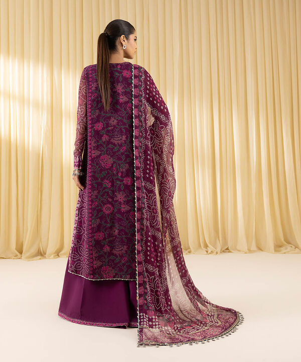 3 Piece - Embroidered Chiffon Suit (Unstitched)