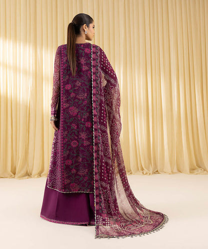 3 Piece - Embroidered Chiffon Suit (Unstitched)