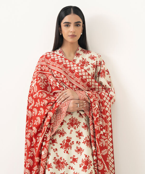 3 Piece - Printed Linen  Suit