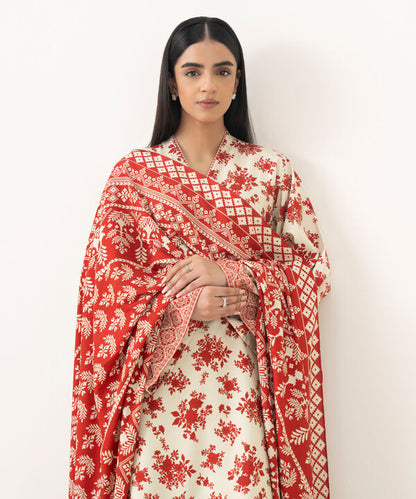 3 Piece - Printed Linen  Suit