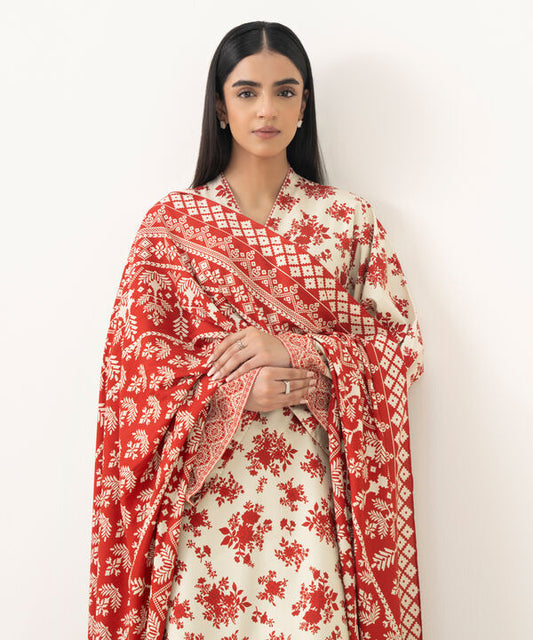 3 Piece - Printed Linen  Suit