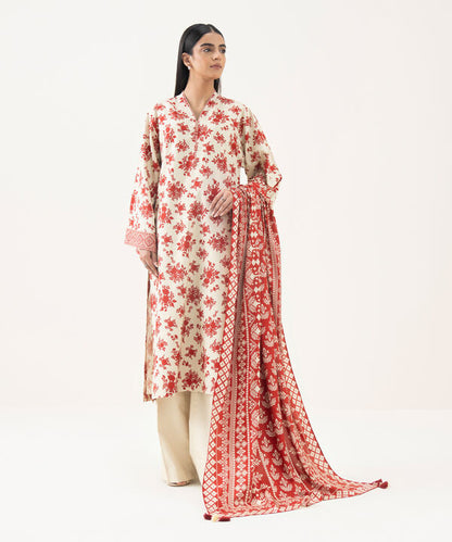 3 Piece - Printed Linen  Suit