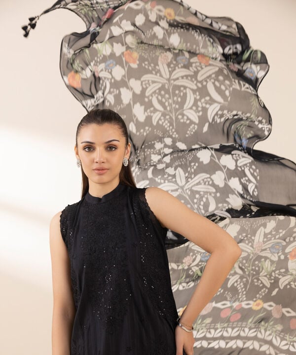 3 Piece - Embroidered Dobby Suit (Unstitched)