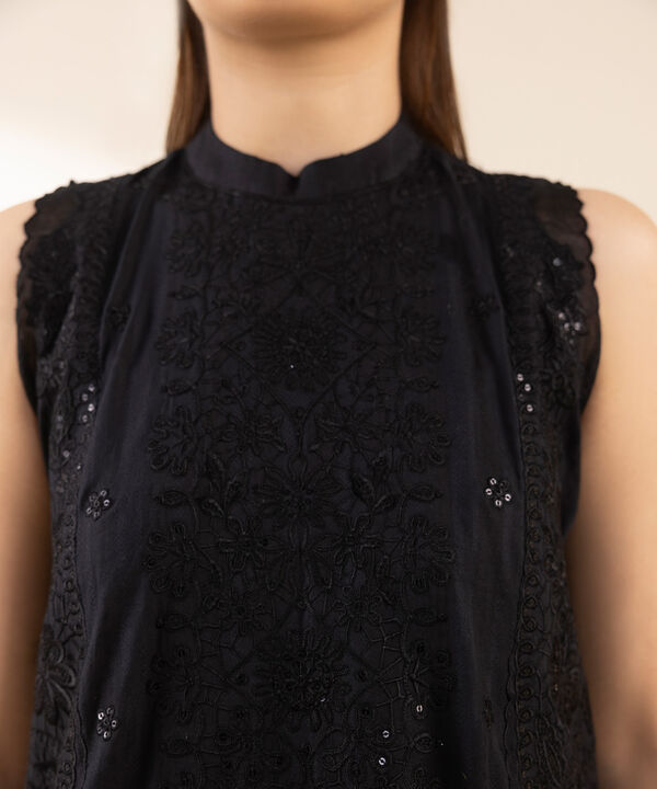 3 Piece - Embroidered Dobby Suit (Unstitched)