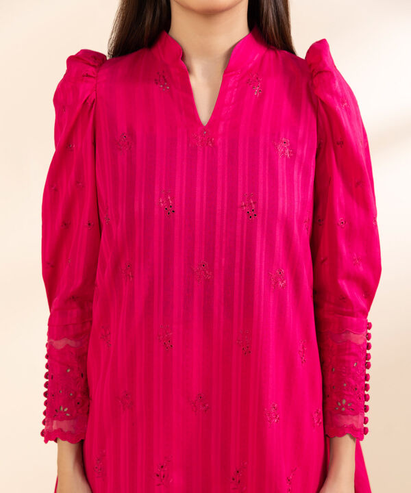 3 Piece - Embroidered Dobby Suit (Unstitched)