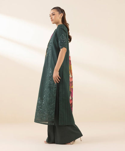 3 Piece - Embroidered Dobby Suit (Unstitched)