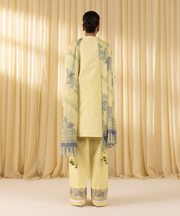 3 Piece - Embroidered Cotton Jacquard Suit (Unstitched)