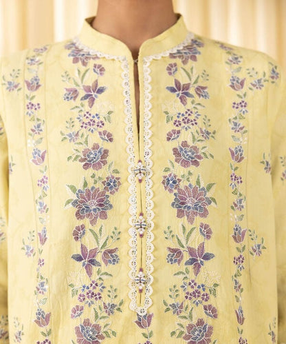 3 Piece - Embroidered Cotton Jacquard Suit (Unstitched)