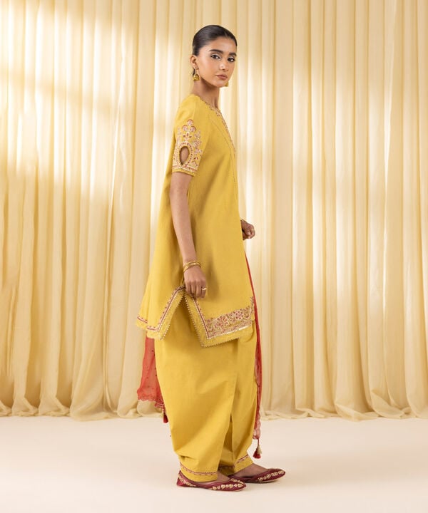 3 Piece - Embroidered Dobby Suit (Unstitched)