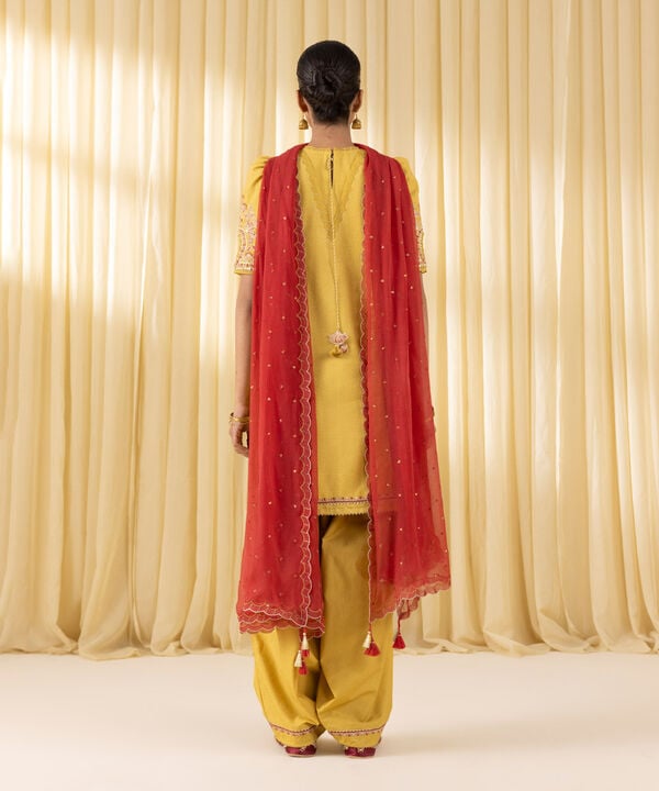 3 Piece - Embroidered Dobby Suit (Unstitched)