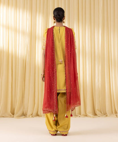 3 Piece - Embroidered Dobby Suit (Unstitched)