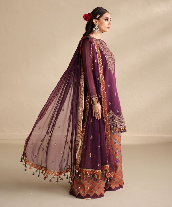 3 Piece - Embroidered Blended Net Suit (Unstitched)