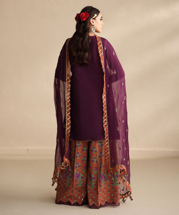 3 Piece - Embroidered Blended Net Suit (Unstitched)