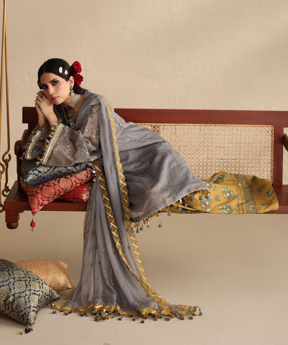 3 Piece - Embroidered Blended Net Suit (Unstitched)