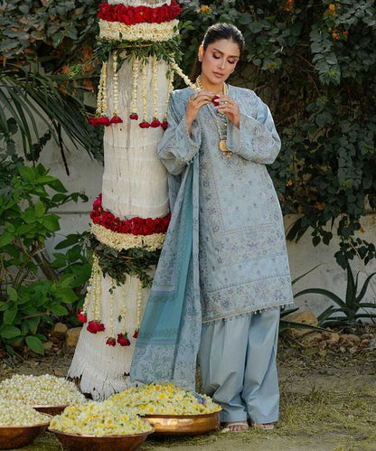 3 Piece - Embroidered Cotton Jacquard Suit (Unstitched)