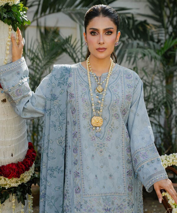 3 Piece - Embroidered Cotton Jacquard Suit (Unstitched)