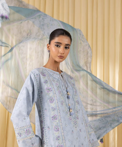 3 Piece - Embroidered Cotton Jacquard Suit (Unstitched)