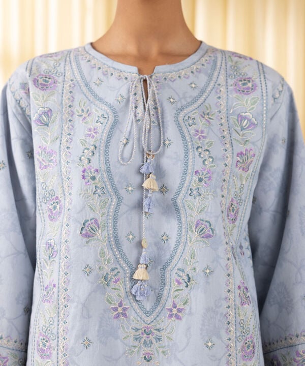 3 Piece - Embroidered Cotton Jacquard Suit (Unstitched)