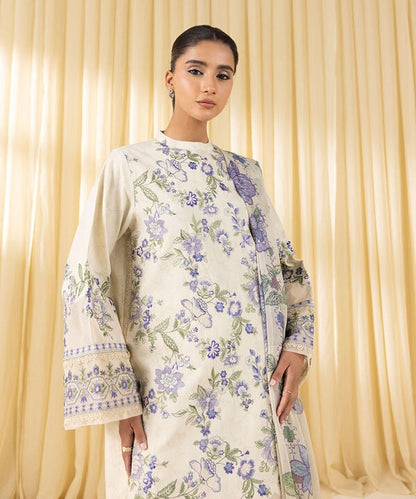 3 Piece - Embroidered Cotton Jacquard Suit (Unstitched)