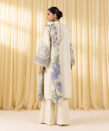 3 Piece - Embroidered Cotton Jacquard Suit (Unstitched)