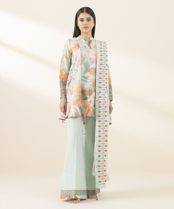 3 Piece - Embroidered Zari Lawn Suit (Unstitched)
