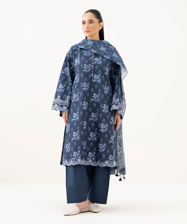 3 Piece - Embroidered Khaddar Suit