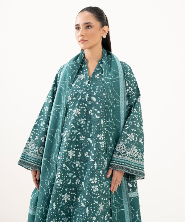 3 Piece - Embroidered Khaddar Suit