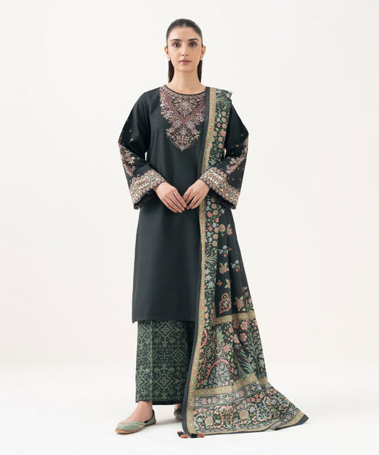 3 Piece - Embroidered Khaddar Suit