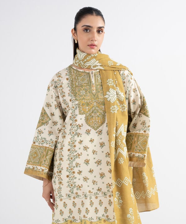3 Piece - Embroidered Khaddar Suit