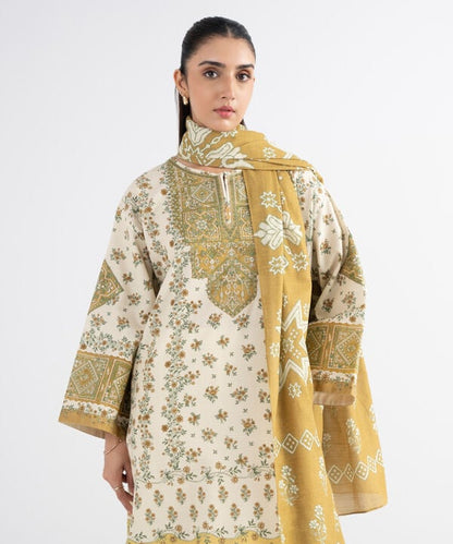 3 Piece - Embroidered Khaddar Suit