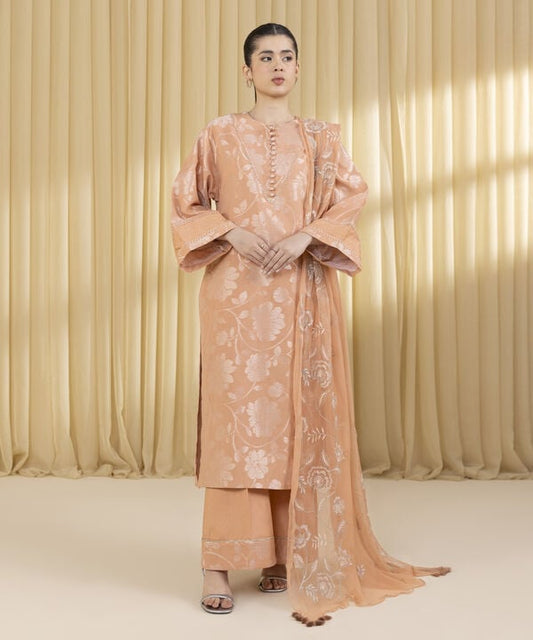 3 Piece - Embroidered Jacquard Suit (Unstitched)
