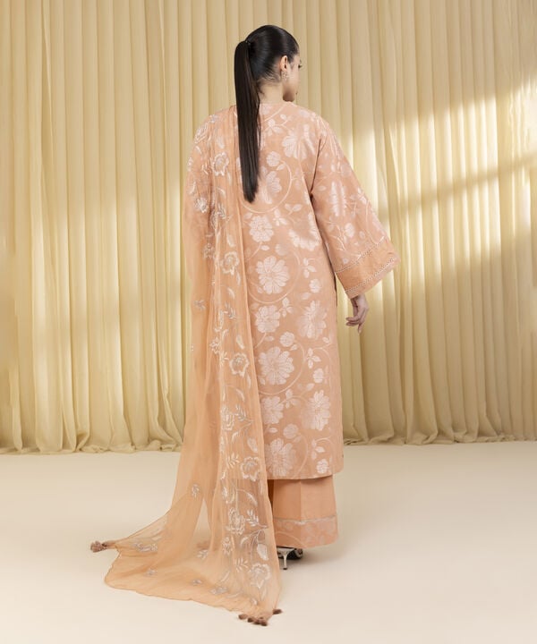 3 Piece - Embroidered Jacquard Suit (Unstitched)