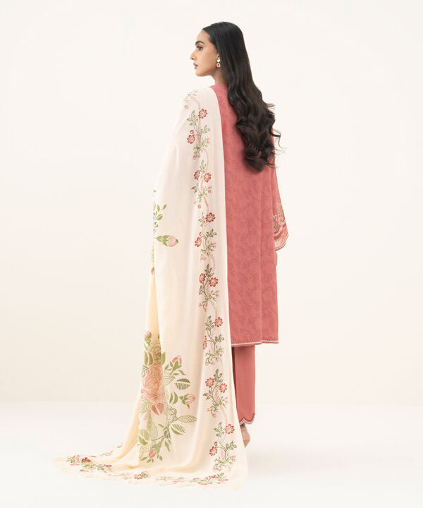 3 Piece - Embroidered Cotton Jacquard Suit