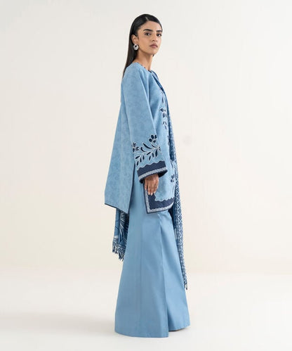 3 Piece - Embroidered Cotton Jacquard Suit