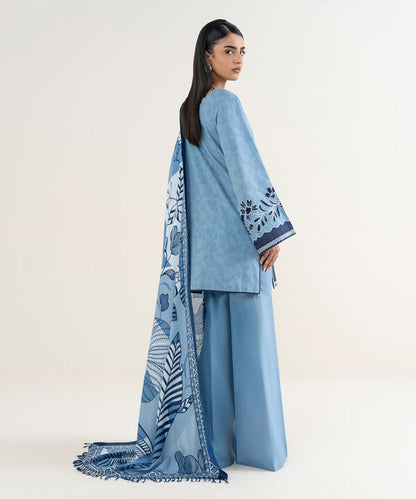 3 Piece - Embroidered Cotton Jacquard Suit