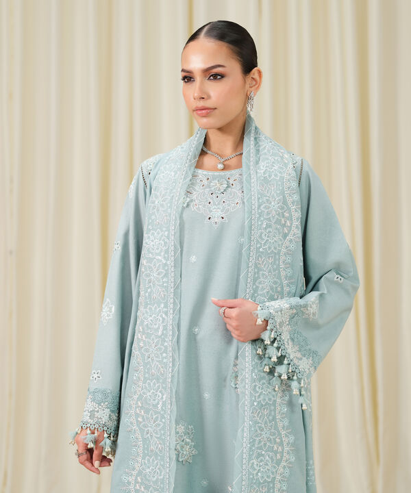 3 Piece - Embroidered Cotton Karandi Suit