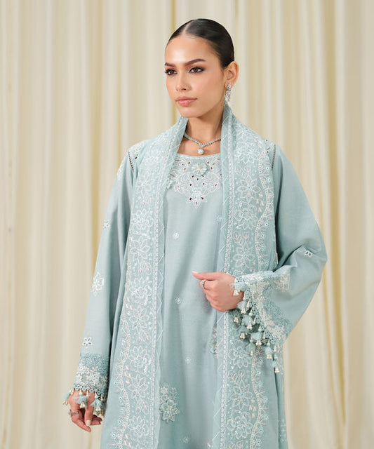 3 Piece - Embroidered Cotton Karandi Suit