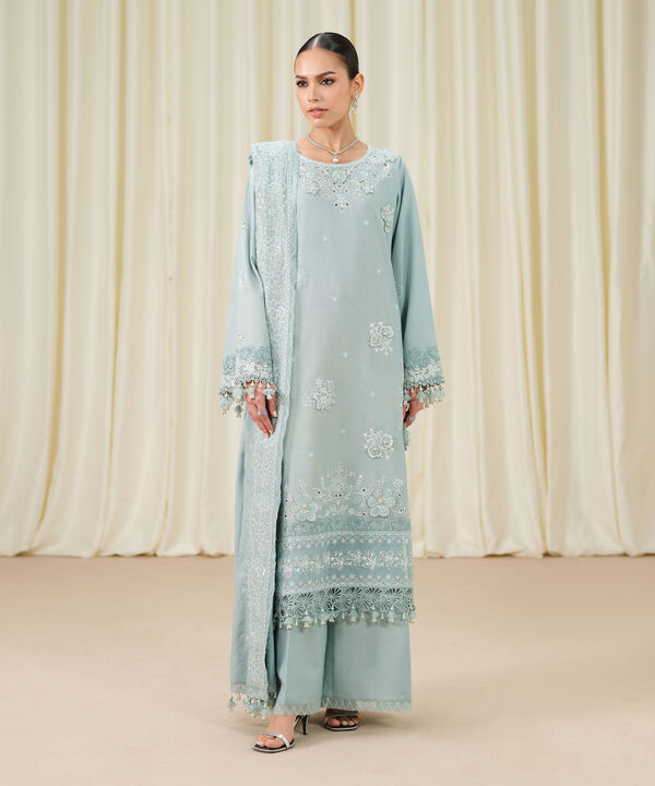 3 Piece - Embroidered Cotton Karandi Suit