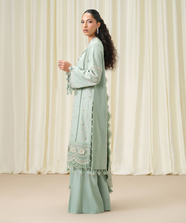 3 Piece - Embroidered Linen Suit