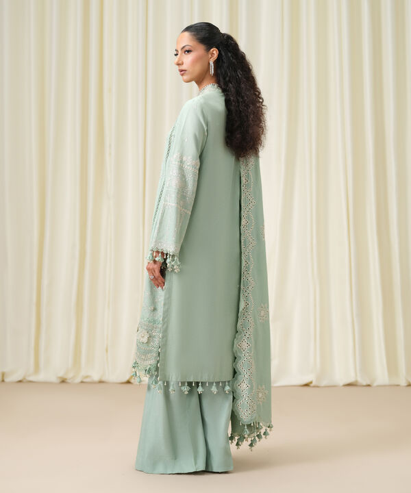 3 Piece - Embroidered Linen Suit