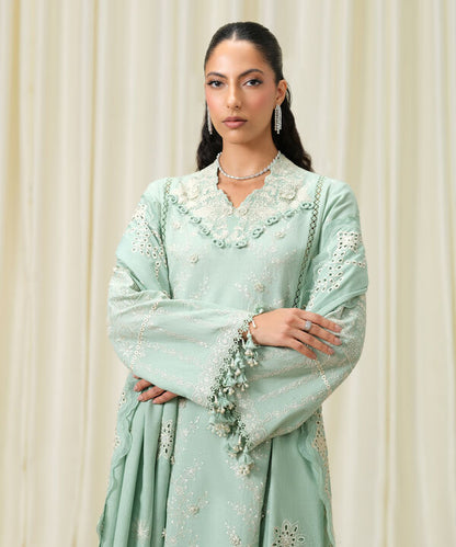 3 Piece - Embroidered Linen Suit